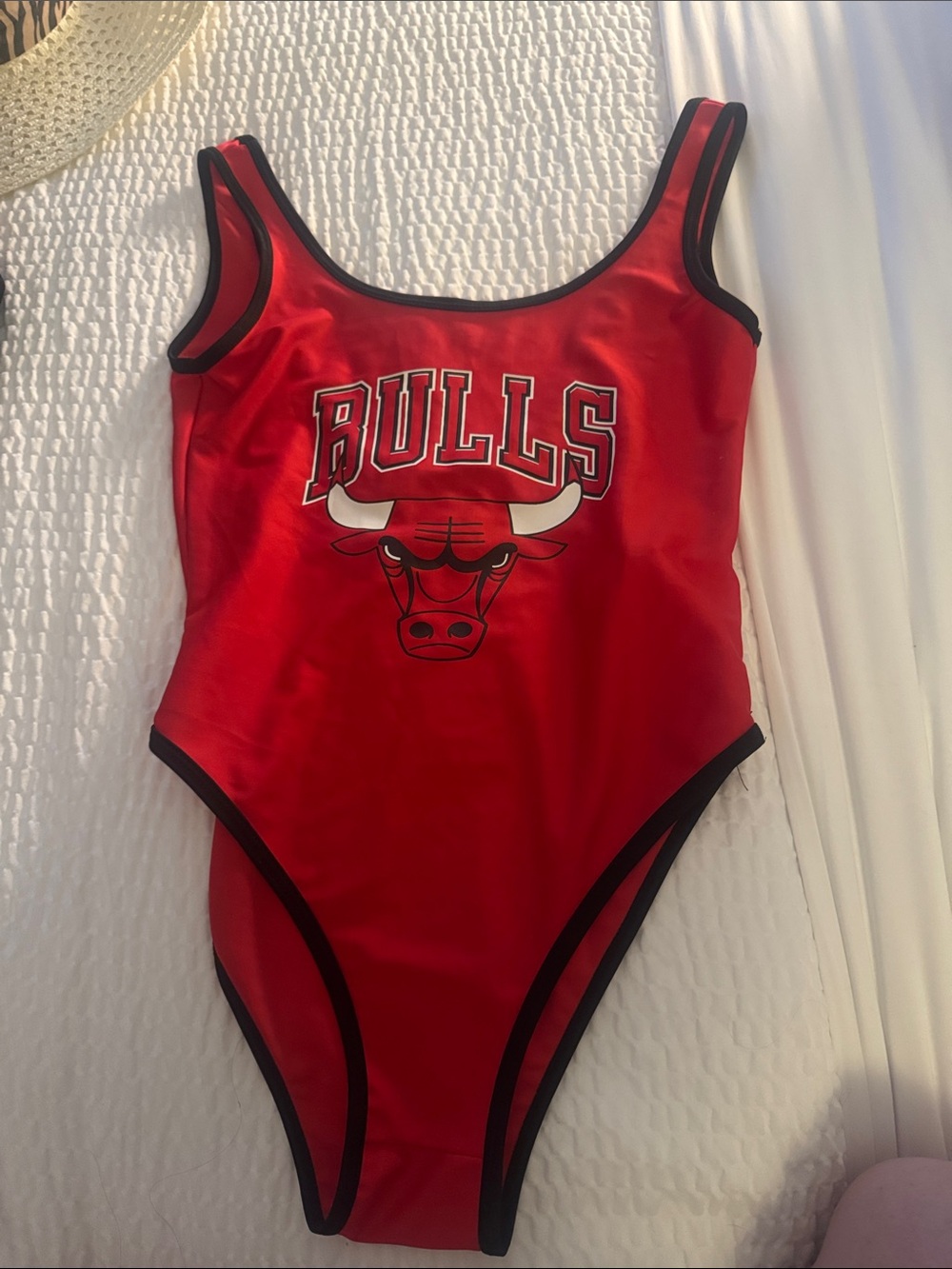 NBA Chicago Bulls Red One-Piece bodysuit with Black Trim